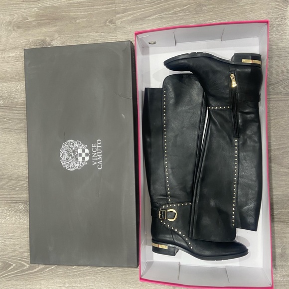 Knee-High Leather Boots Vince Camuto size 6 1/2 black - Picture 2 of 14